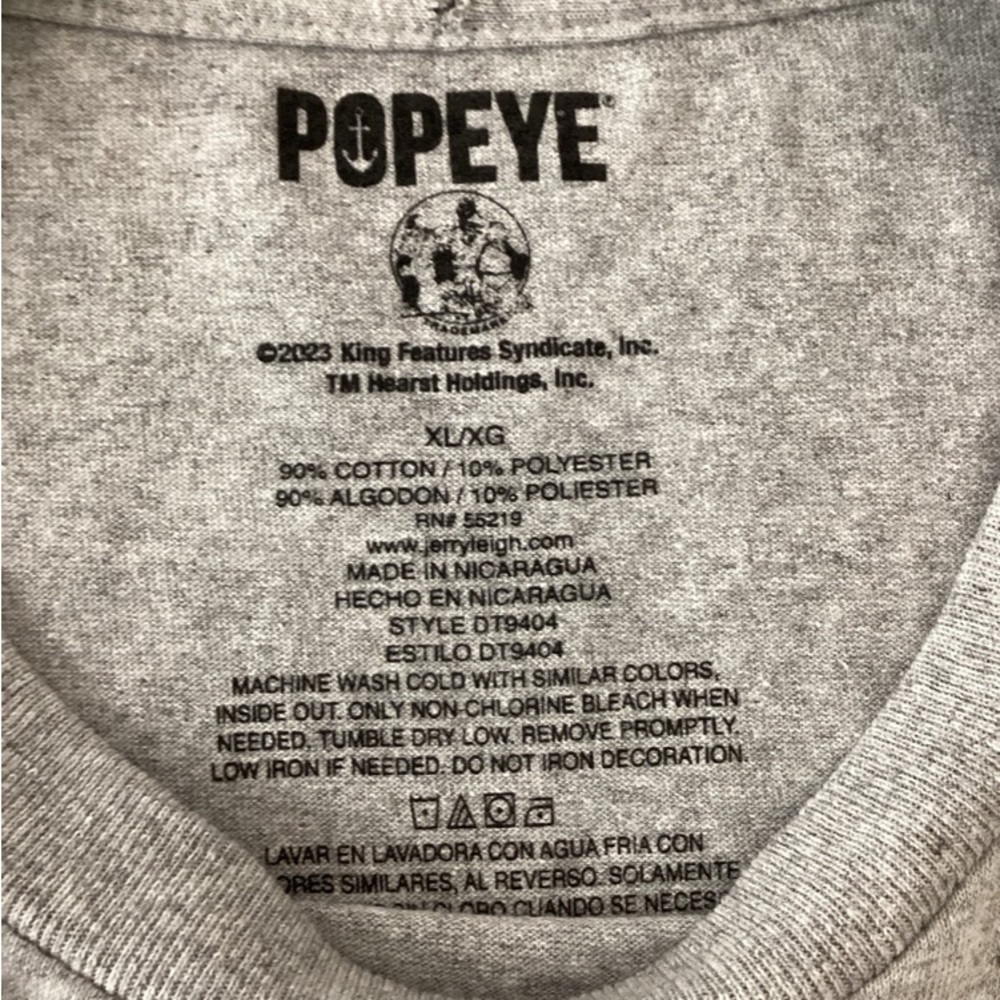 Popeye T-Shirt Men’s Size XL Color Gray King DJ Features Syndicate Graphics - Picture 3 of 5